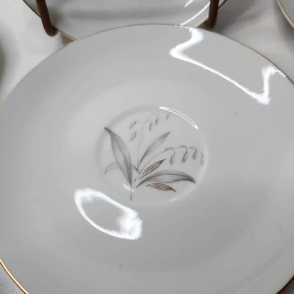 Set Of 6 VTG Kaysons Golden Rhapsody Fine China Teacup Saucers 1961 White & Gold - Picture 4 of 5